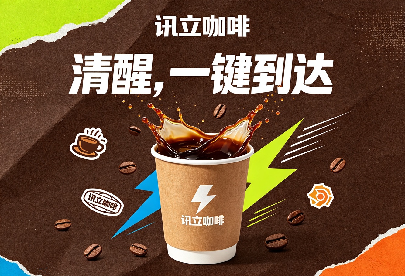 [AI提示词模板] 品牌咖啡 与 概念海报