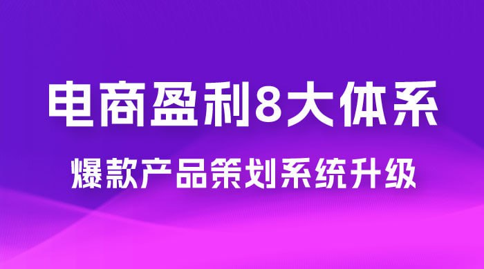 电商盈利8大体系 &middot;产品做强爆款产品策划系统升级线上课，全盘布局更能实现利润突破